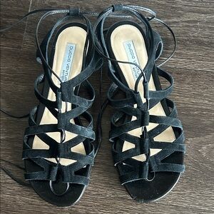 Duccio Venturi black suede gladiator lace-up sandals size 7